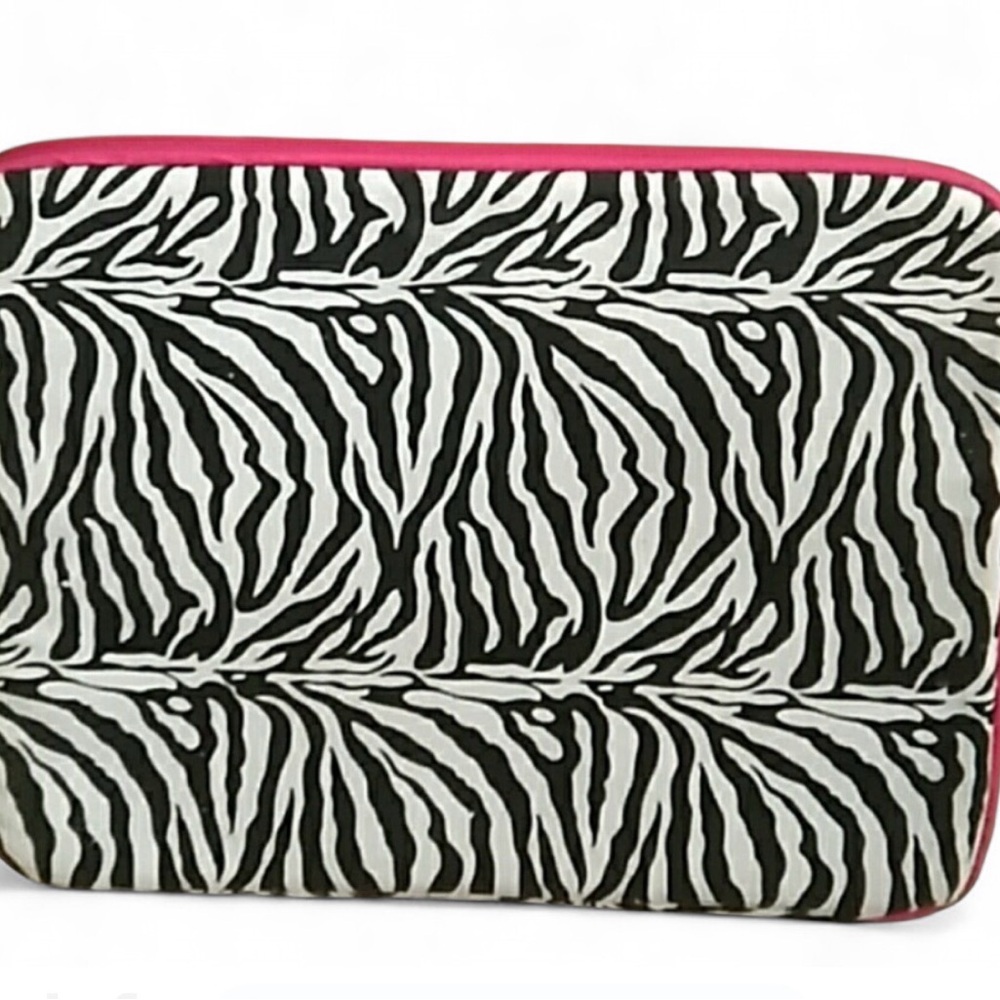 Charming Charlie Zebra Print Laptop Case with Pink Trim